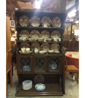 SOLD - Hutch with Leaded Glass